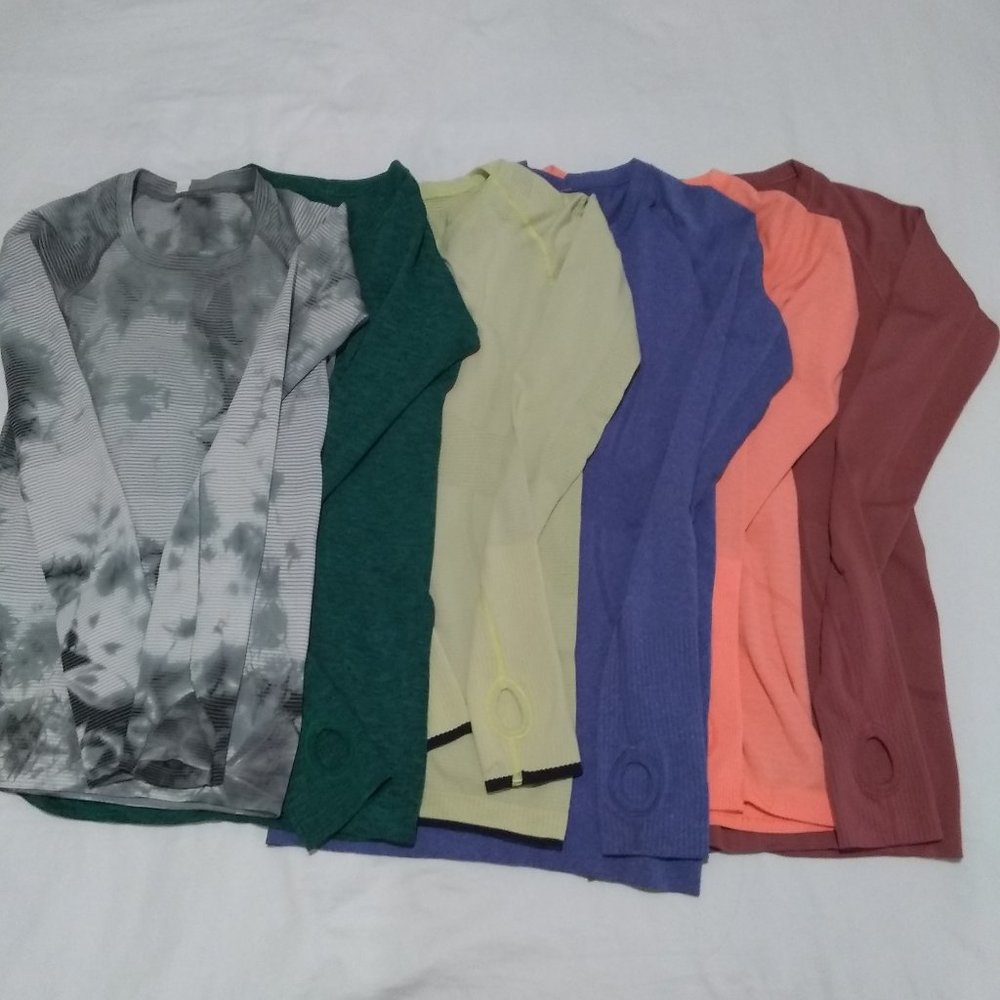 Lot of 6 Lululemon Women’s Swiftly Long Sleeve Shirt Size 4